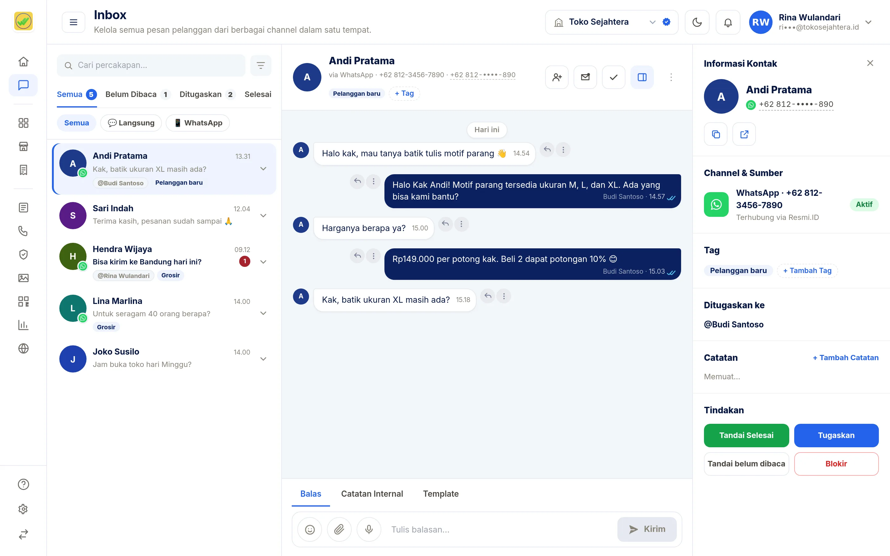 Tangkapan layar halaman Inbox