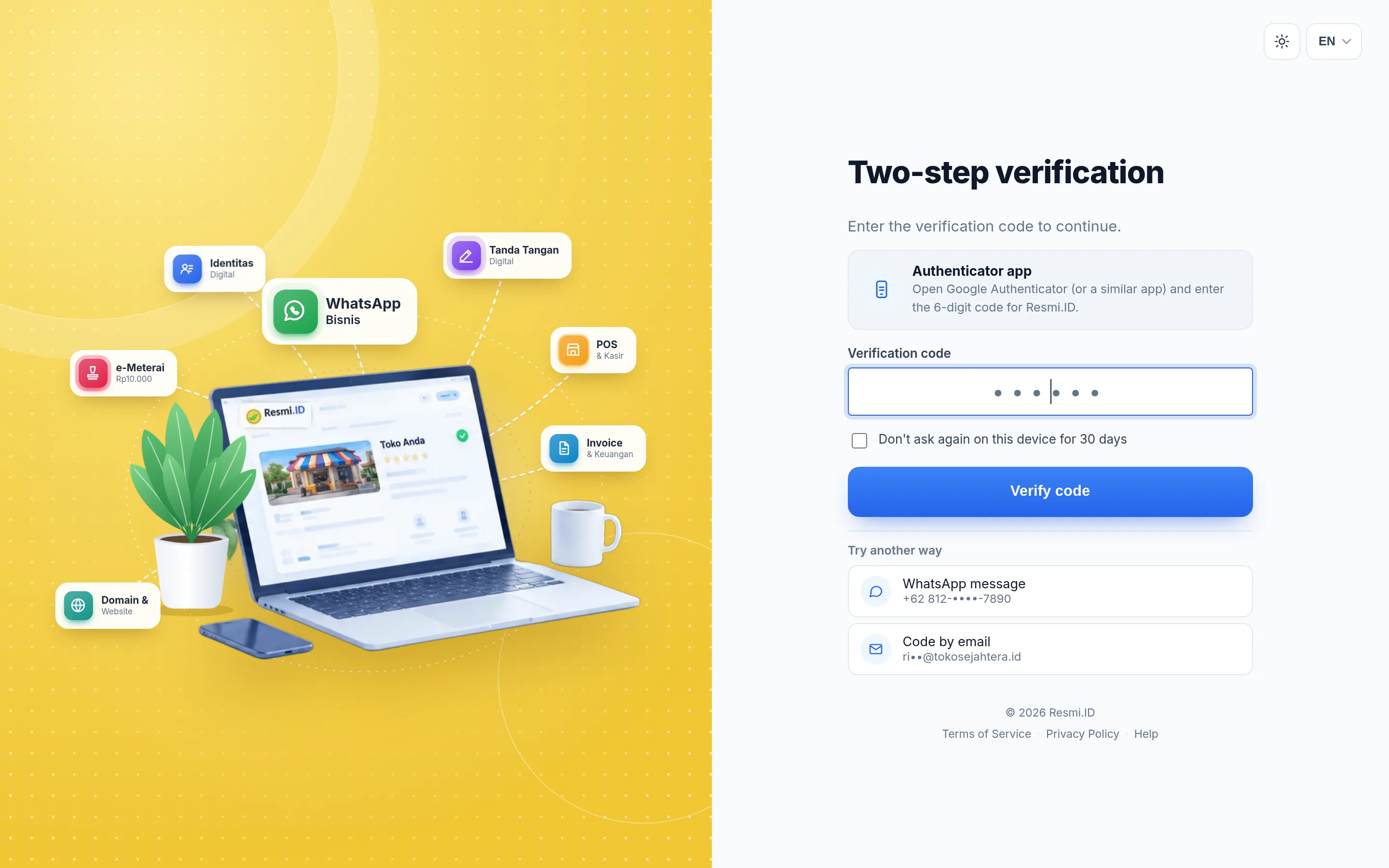 Screenshot of the page Signing in with two-step verification — Authenticator app code